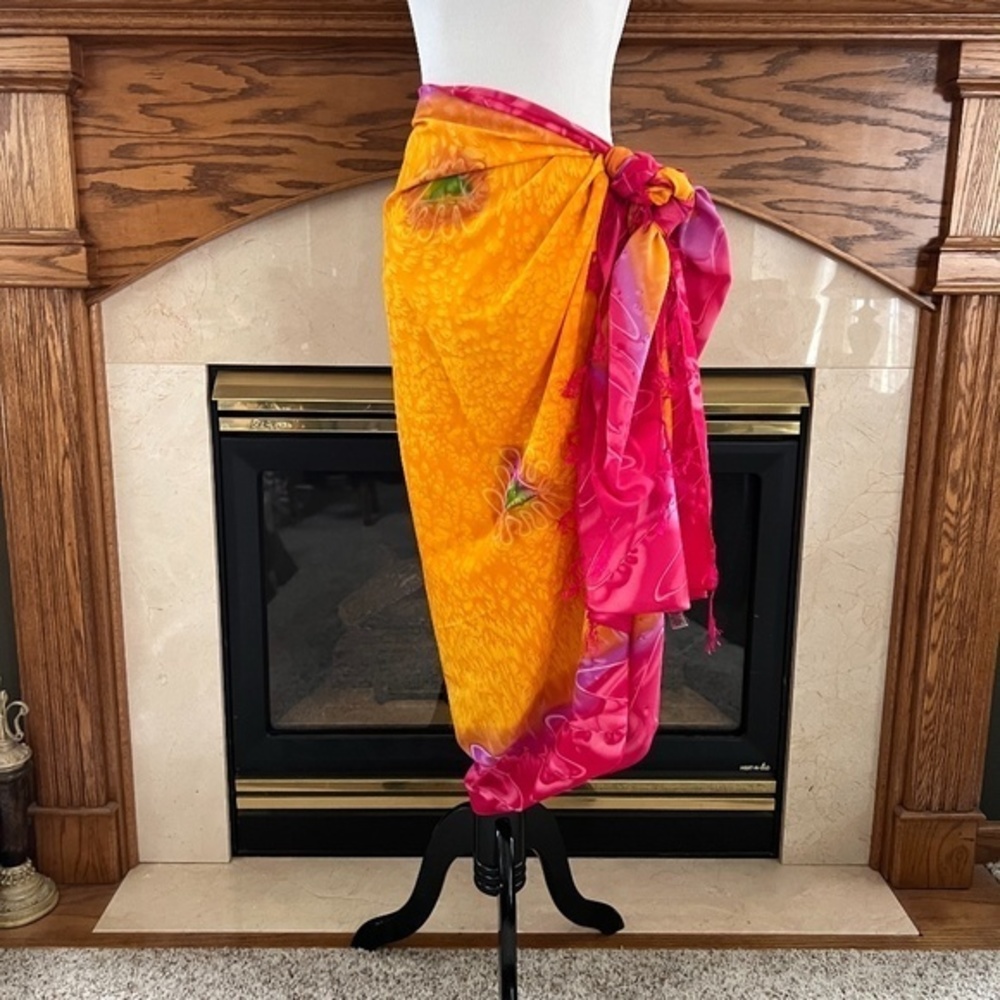 American Sarong Boho Fringed Scarf‎ Sz. 41.5” x  69.5”